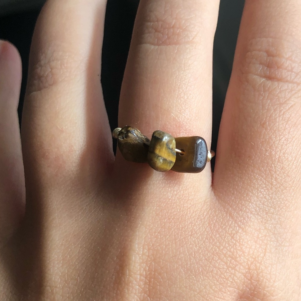 Tiger Eye Cluster Gold Ring